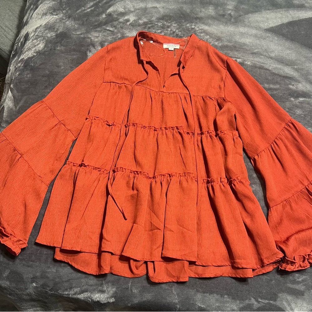 Women's Rust Tiered Blouse